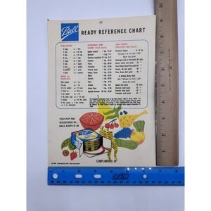 Vintage 1979 Ball Mason Jar Ready Reference Chart Home Canning